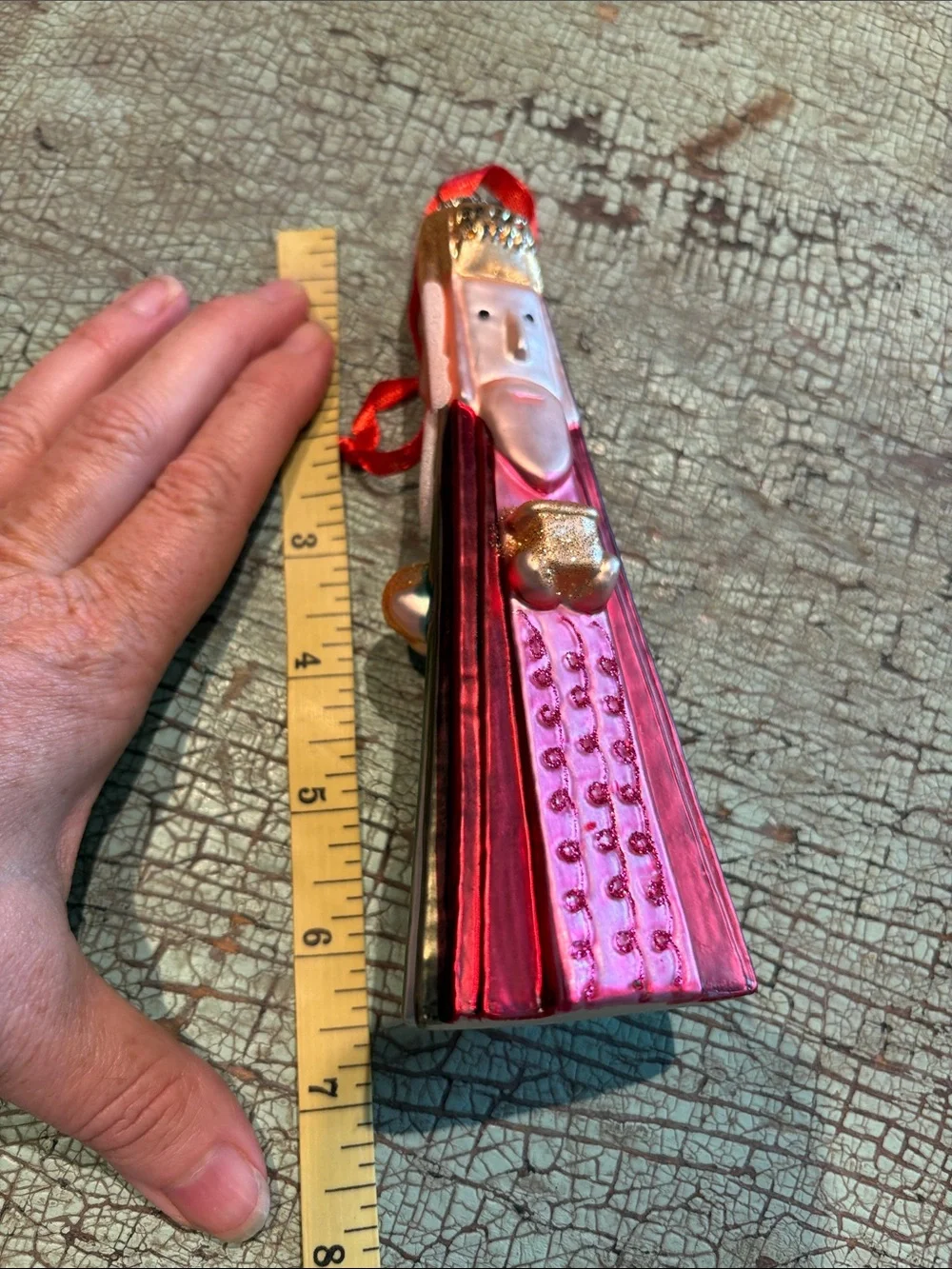 Three Wise Men 3-Sided Glass Christmas Ornament Nativity Kings 6.5 Inch